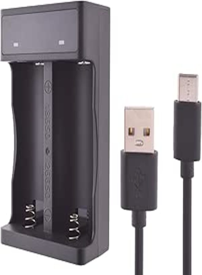 General M7028 Li-ion Battery Dual Charger With Type-C Cable - Black